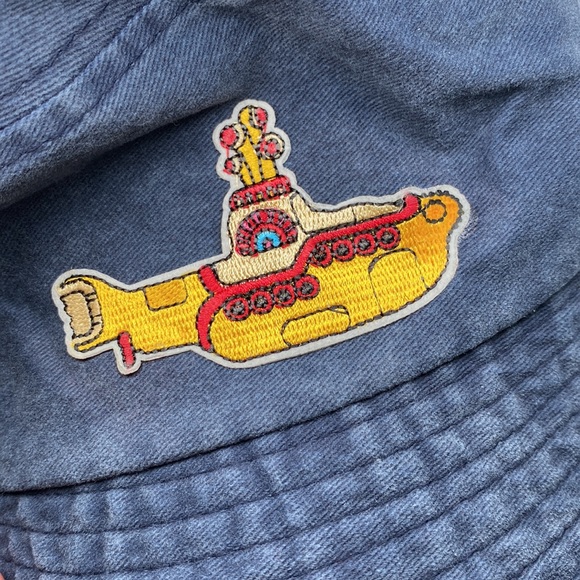 Blue Cotton Beatles Cap Yellow Submarine Embroidered Iron-On Patch Bucket Hat - Picture 2 of 4